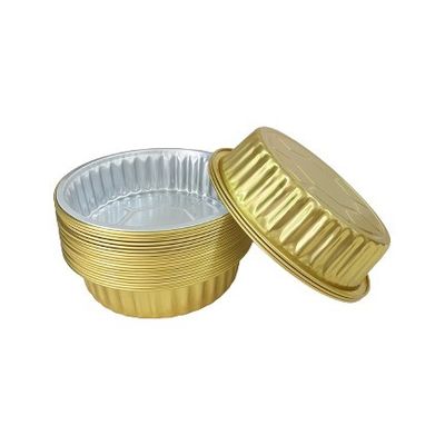 Goldene Aluminiumfolie mit Deckel Einweg-Runde Grillbox Mittagessen