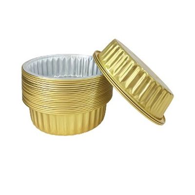 Goldene Aluminiumfolie mit Deckel Einweg-Runde Grillbox Mittagessen