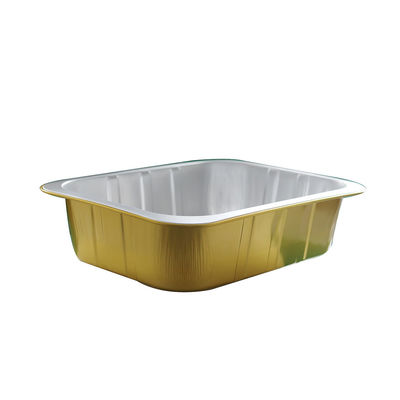 Bequemer Behälter aus goldener Aluminiumfolie für Takeout- und Flugzeugkuchenfächer