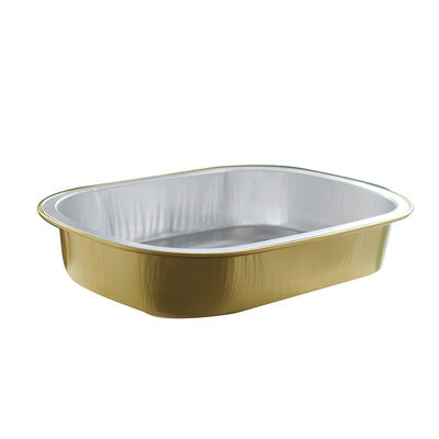 Bequemer Behälter aus goldener Aluminiumfolie für Takeout- und Flugzeugkuchenfächer