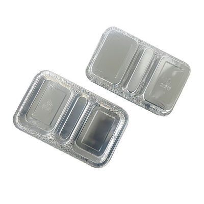 Lebensmittelbehälter 3 Abteil 230*185*35 Rechteck Aluminiumfolie Mittagsbrotkasten