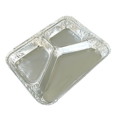 Aluminium To Go Verpackung Mittagsbriefkasten mit individueller Einwegbehälter mit 3 Abteilungen