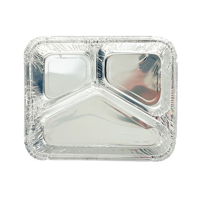 Aluminium To Go Verpackung Mittagsbriefkasten mit individueller Einwegbehälter mit 3 Abteilungen